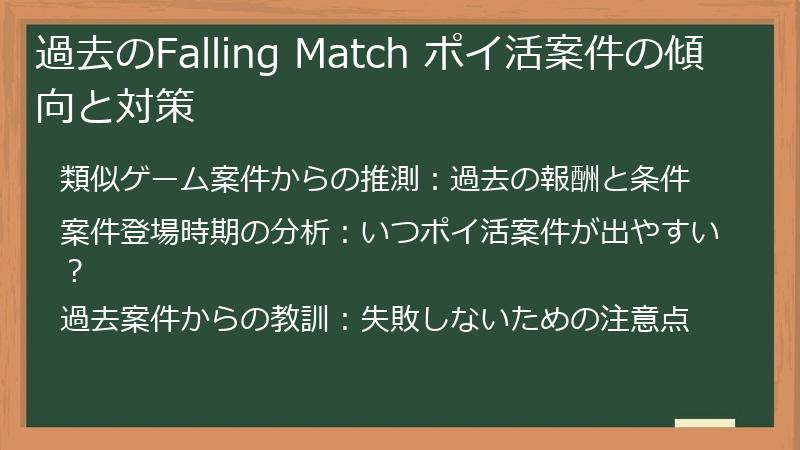 過去のFalling Match ポイ活案件の傾向と対策
