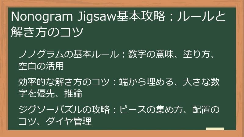 Nonogram Jigsaw基本攻略：ルールと解き方のコツ