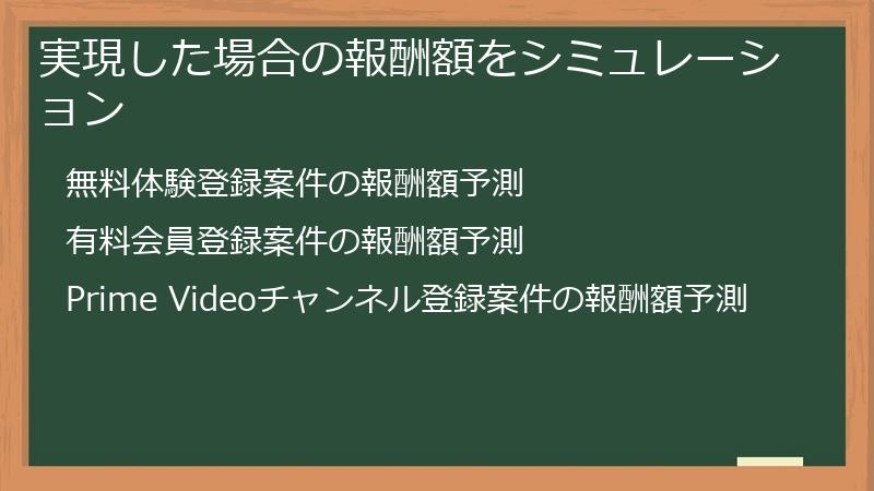 実現した場合の報酬額をシミュレーション