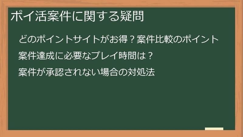 ポイ活案件に関する疑問