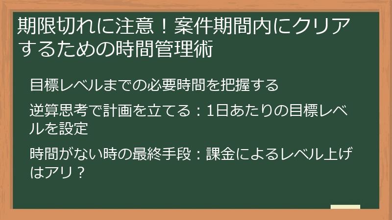 期限切れに注意！案件期間内にクリアするための時間管理術