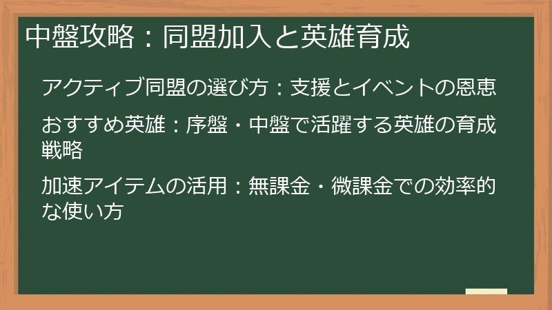 中盤攻略：同盟加入と英雄育成