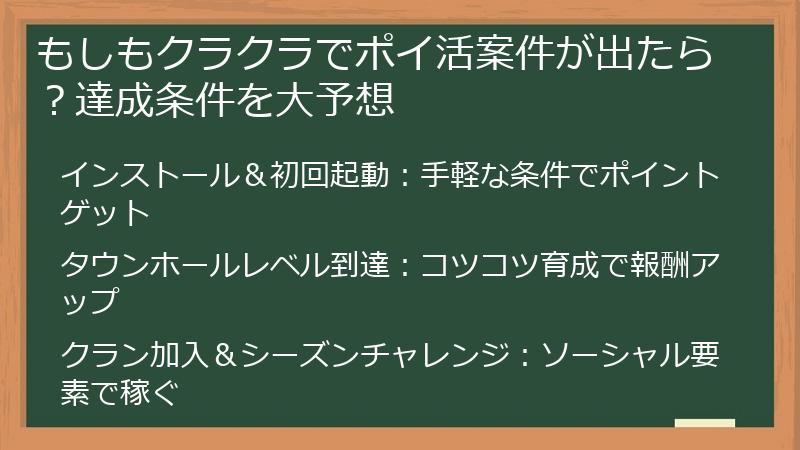 もしもクラクラでポイ活案件が出たら？達成条件を大予想
