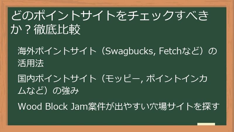 どのポイントサイトをチェックすべきか？徹底比較