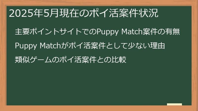 2025年5月現在のポイ活案件状況