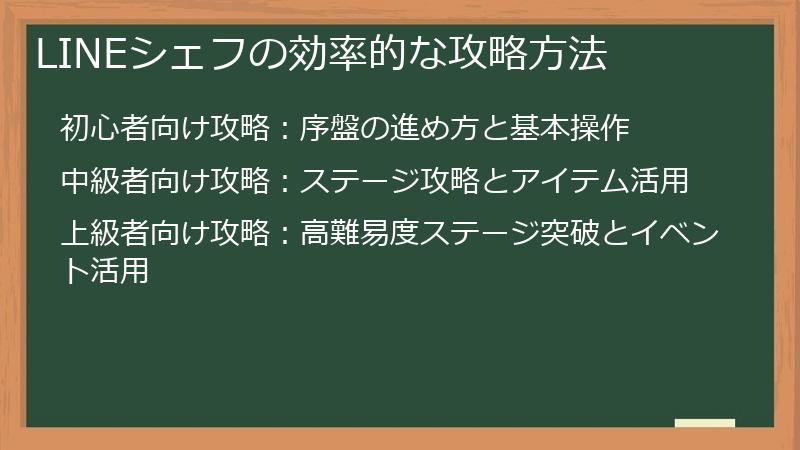 LINEシェフの効率的な攻略方法