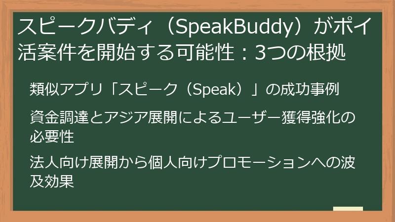 スピークバディ（SpeakBuddy）がポイ活案件を開始する可能性：3つの根拠