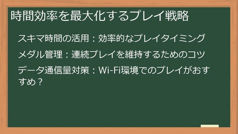 時間効率を最大化するプレイ戦略