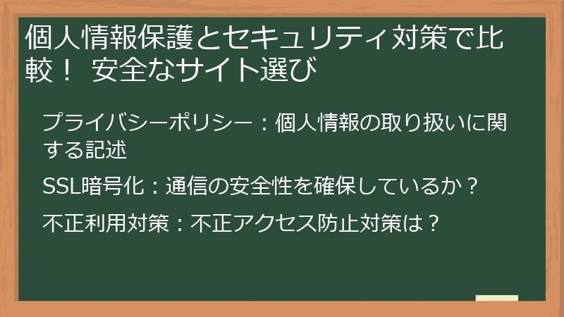 個人情報保護とセキュリティ対策で比較! 安全なサイト選び