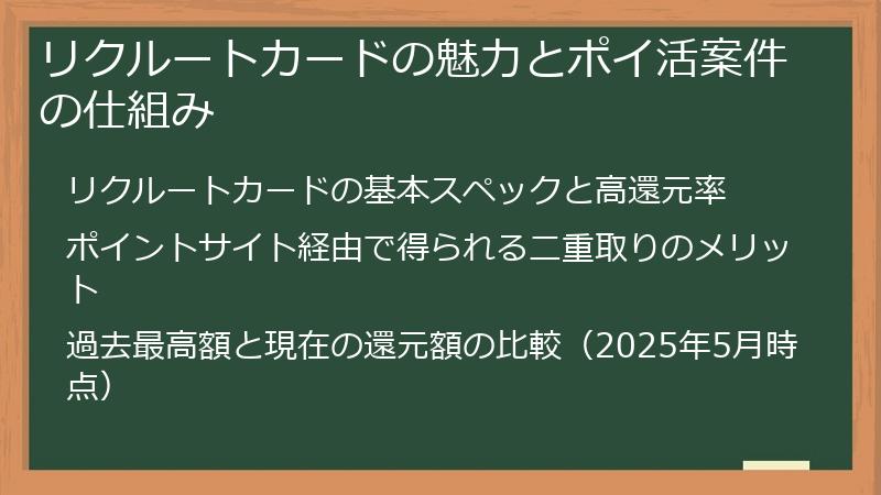 リクルートカードの魅力とポイ活案件の仕組み
