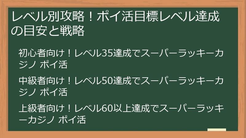 レベル別攻略！ポイ活目標レベル達成の目安と戦略