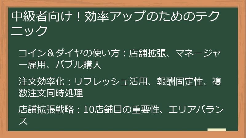 中級者向け！効率アップのためのテクニック