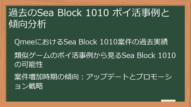 過去のSea Block 1010 ポイ活事例と傾向分析