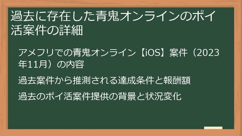 過去に存在した青鬼オンラインのポイ活案件の詳細