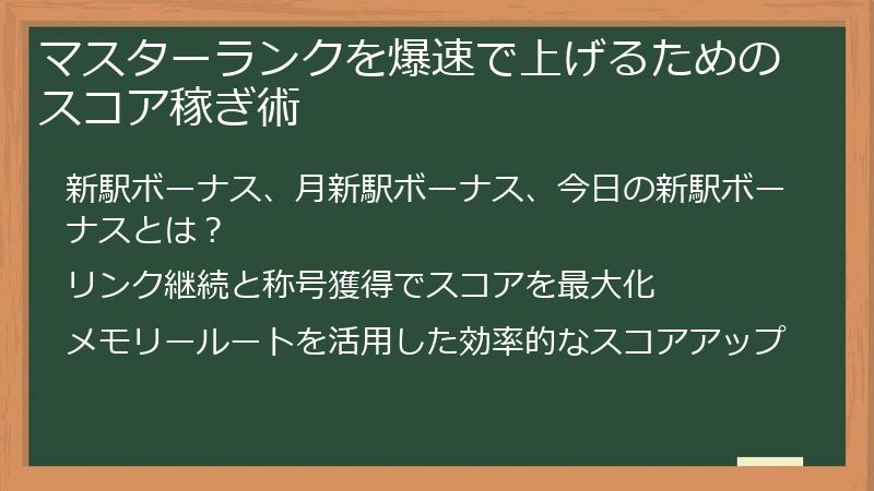 マスターランクを爆速で上げるためのスコア稼ぎ術