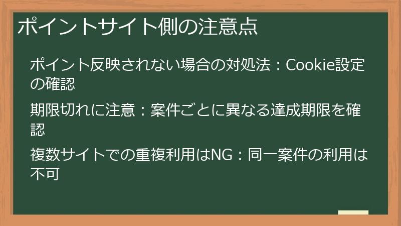 ポイントサイト側の注意点