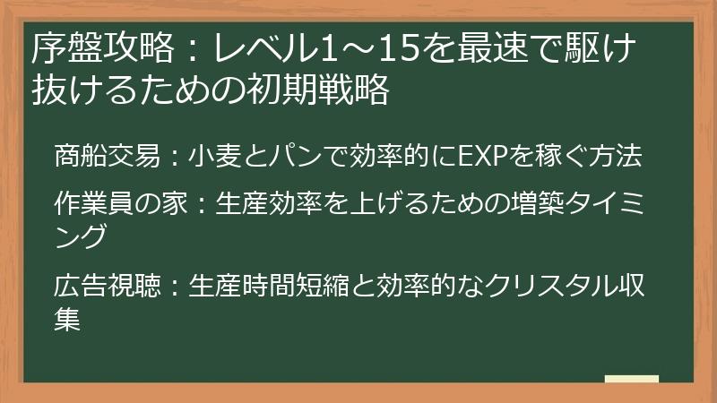序盤攻略：レベル1～15を最速で駆け抜けるための初期戦略