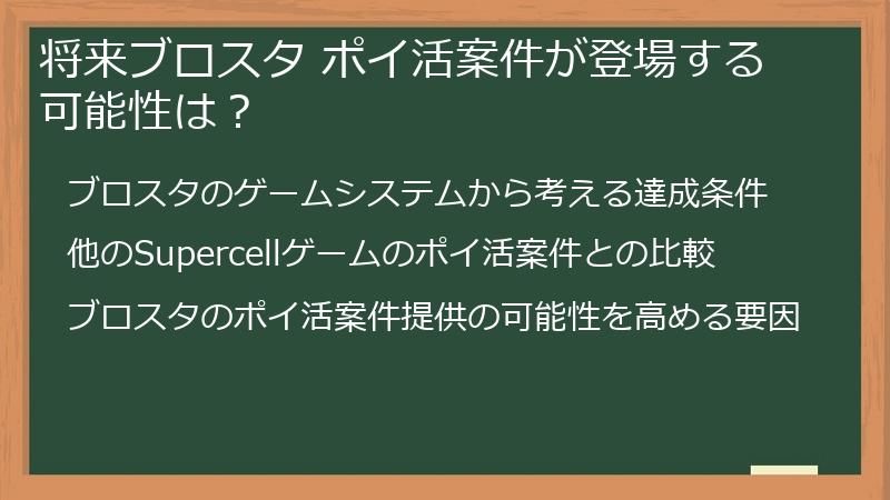 将来ブロスタ ポイ活案件が登場する可能性は？