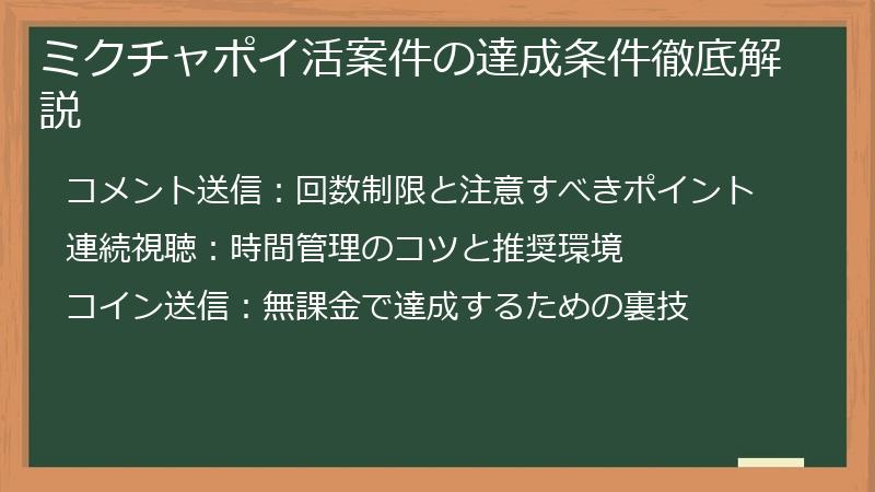 ミクチャポイ活案件の達成条件徹底解説