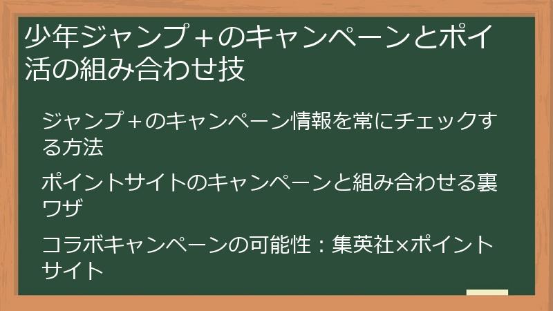少年ジャンプ＋のキャンペーンとポイ活の組み合わせ技