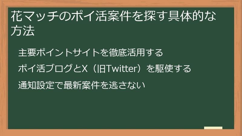 花マッチのポイ活案件を探す具体的な方法