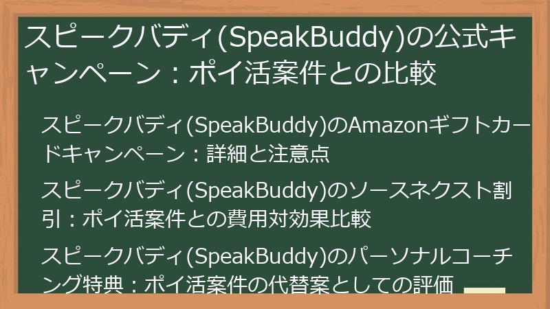 スピークバディ(SpeakBuddy)の公式キャンペーン：ポイ活案件との比較