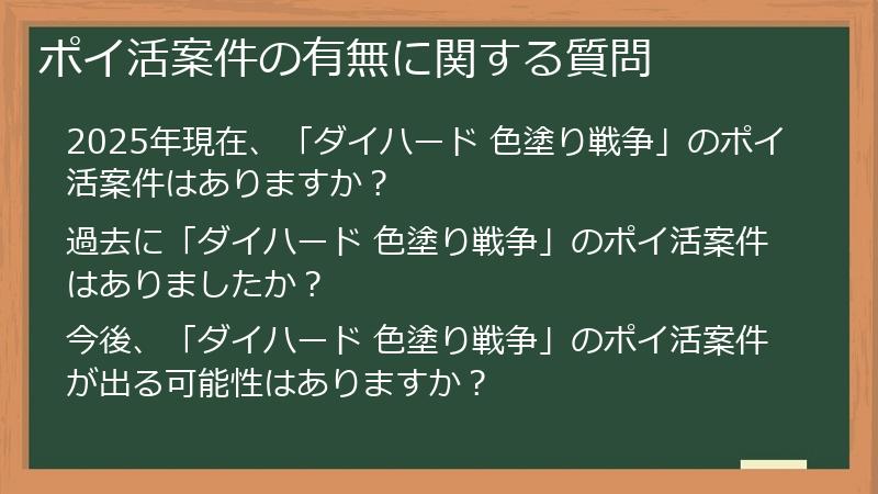 ポイ活案件の有無に関する質問