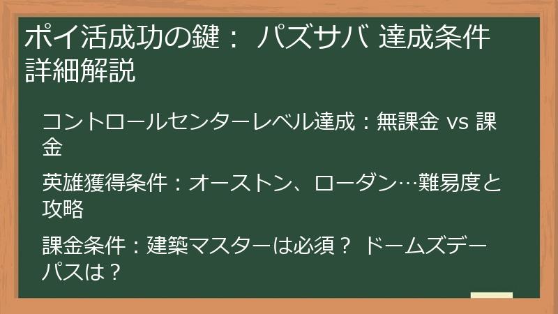 ポイ活成功の鍵： パズサバ 達成条件詳細解説