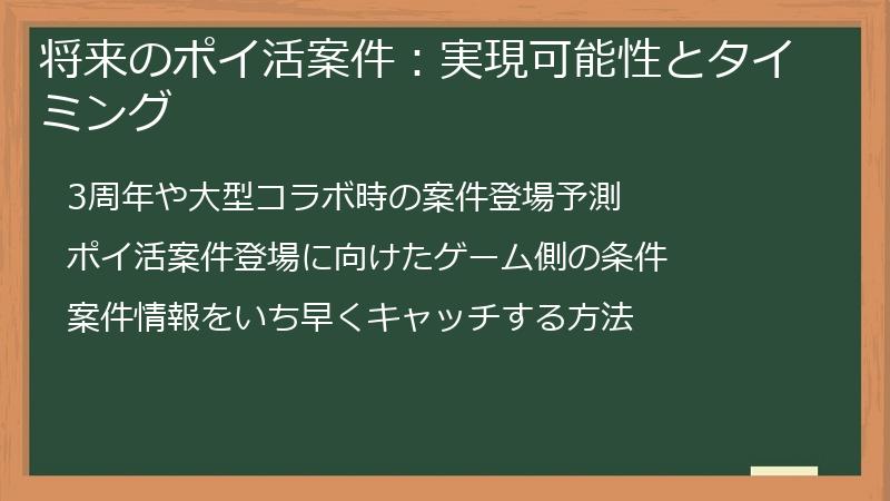 将来のポイ活案件：実現可能性とタイミング
