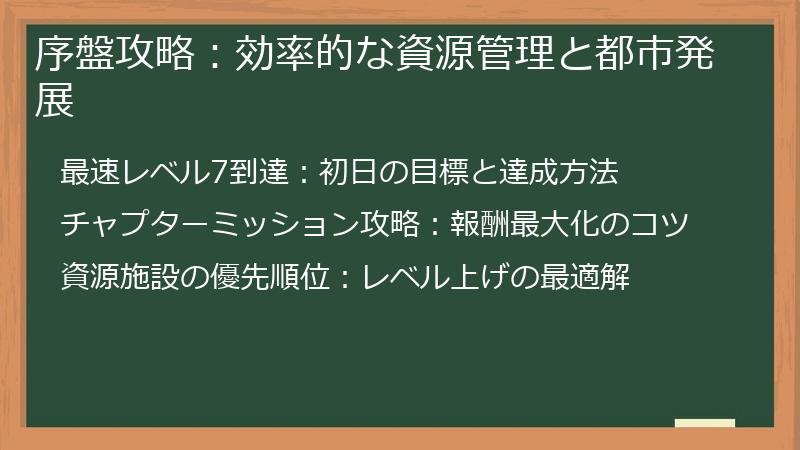 序盤攻略：効率的な資源管理と都市発展