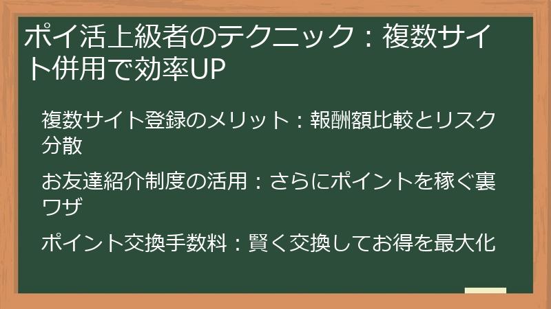 ポイ活上級者のテクニック：複数サイト併用で効率UP