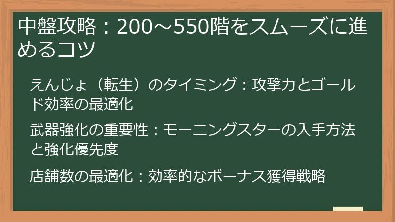中盤攻略:200~550階をスムーズに進めるコツ