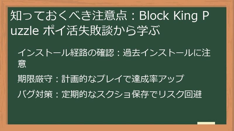 知っておくべき注意点:Block King Puzzle ポイ活失敗談から学ぶ