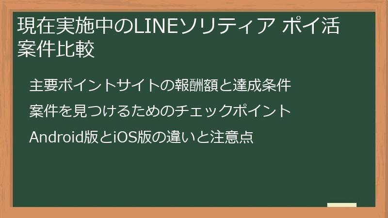 現在実施中のLINEソリティア ポイ活案件比較