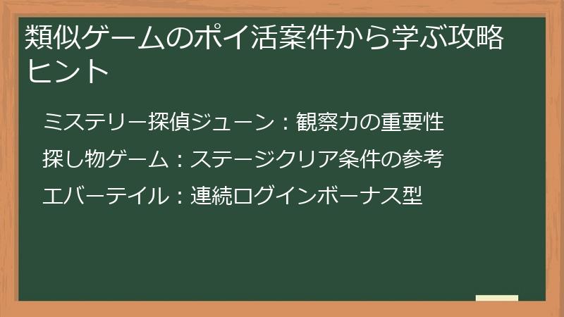 類似ゲームのポイ活案件から学ぶ攻略ヒント