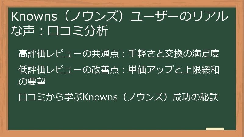 Knowns(ノウンズ)ユーザーのリアルな声:口コミ分析