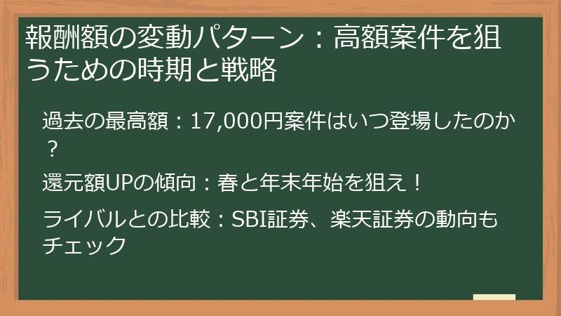 報酬額の変動パターン：高額案件を狙うための時期と戦略