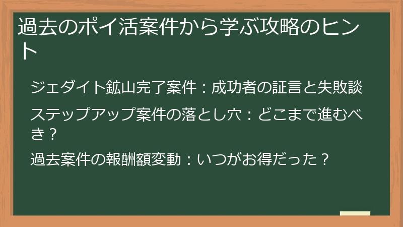 過去のポイ活案件から学ぶ攻略のヒント