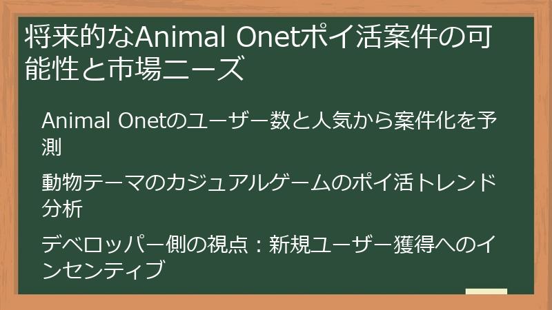 将来的なAnimal Onetポイ活案件の可能性と市場ニーズ