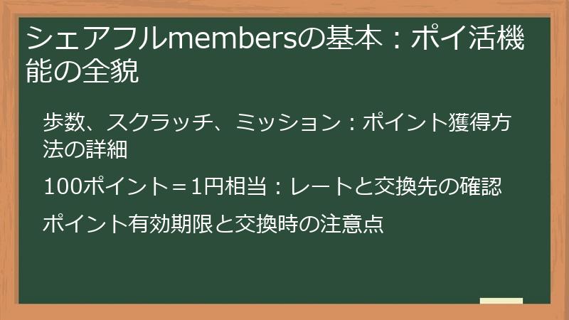 シェアフルmembersの基本：ポイ活機能の全貌