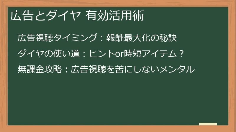広告とダイヤ 有効活用術