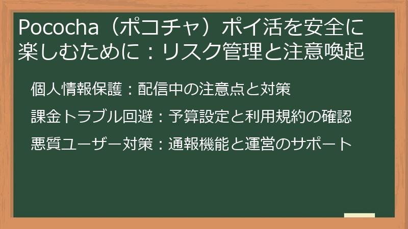 Pococha（ポコチャ）ポイ活を安全に楽しむために：リスク管理と注意喚起