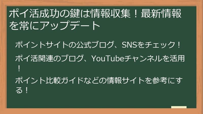 ポイ活成功の鍵は情報収集!最新情報を常にアップデート