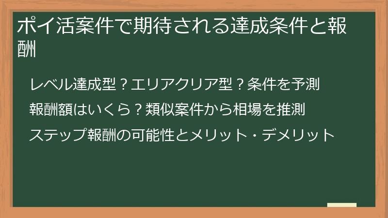 ポイ活案件で期待される達成条件と報酬