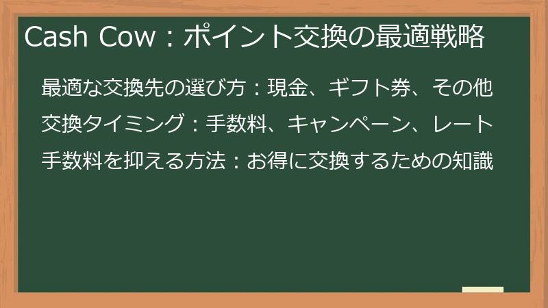 Cash Cow:ポイント交換の最適戦略
