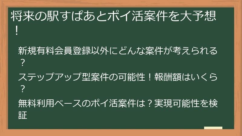 将来の駅すぱあとポイ活案件を大予想！