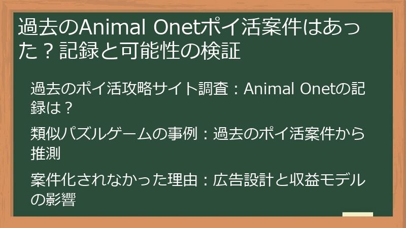 過去のAnimal Onetポイ活案件はあった？記録と可能性の検証