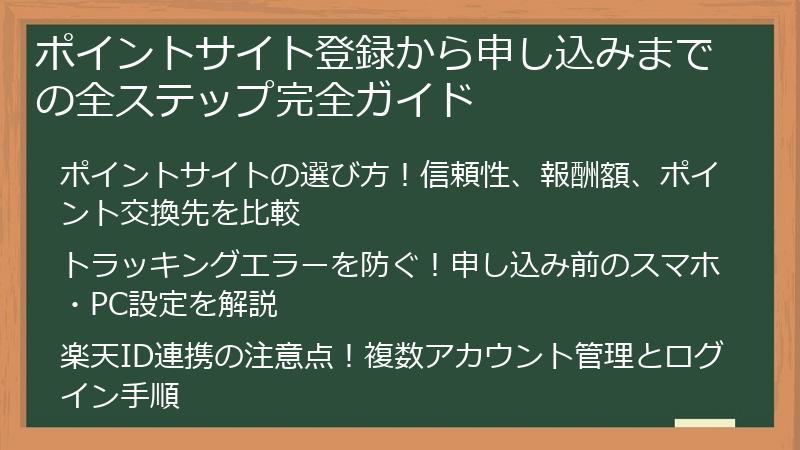 ポイントサイト登録から申し込みまでの全ステップ完全ガイド