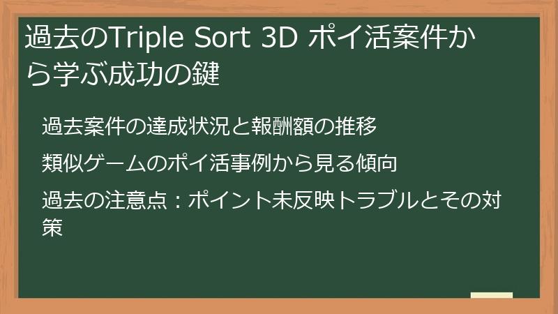 過去のTriple Sort 3D ポイ活案件から学ぶ成功の鍵