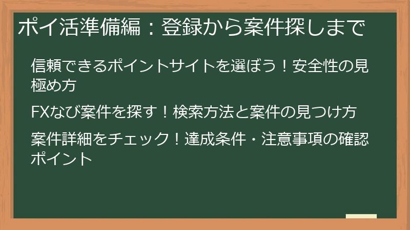 ポイ活準備編：登録から案件探しまで